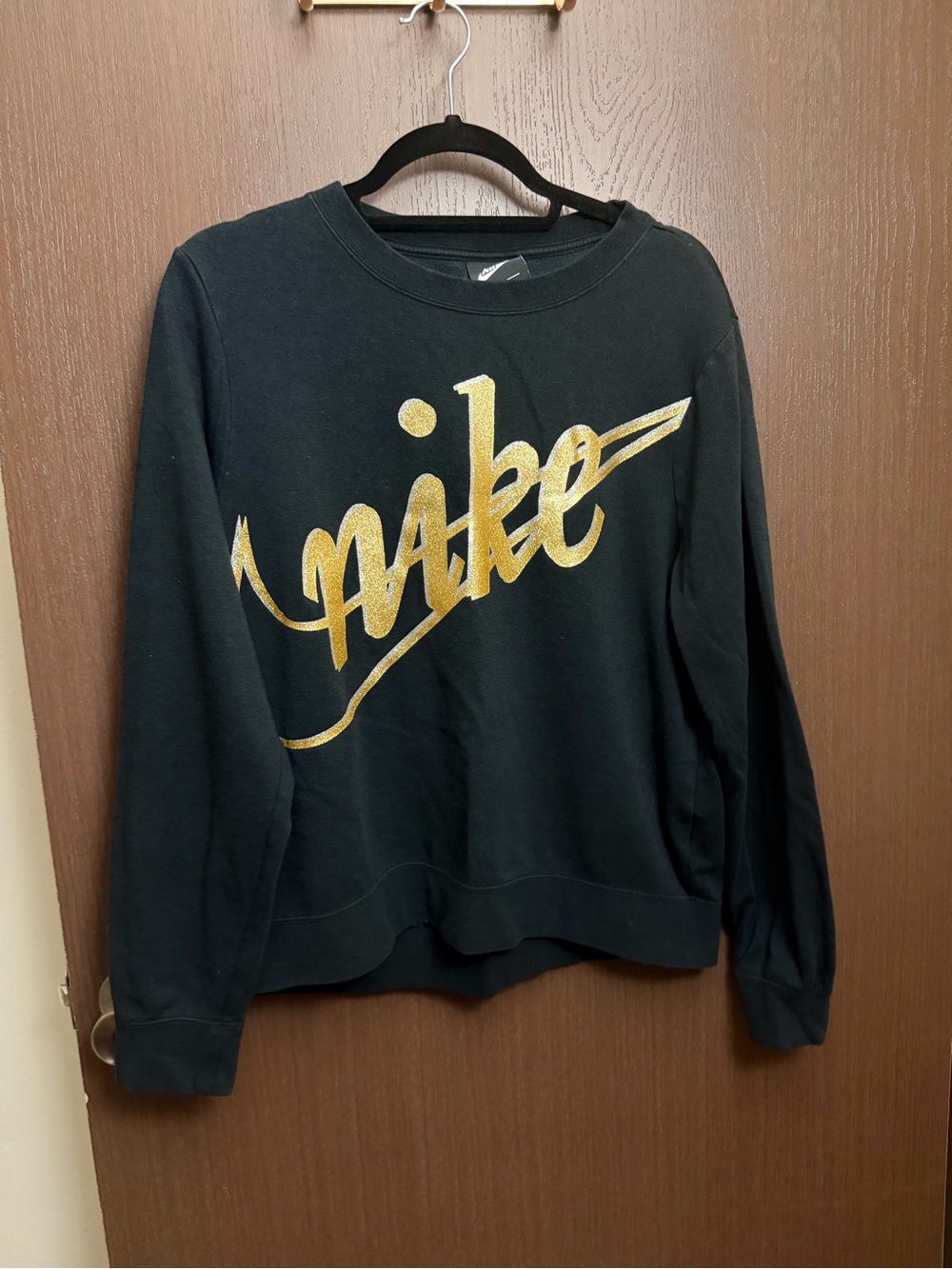 Nike Black Crewneck Sweatshirt with Gold Script